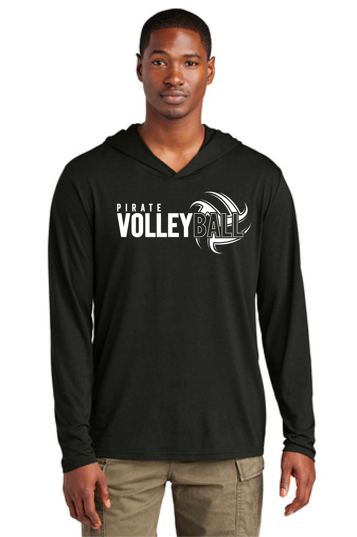 Pirate Volleyball White District Long Sleeve Light Weight Hoodie