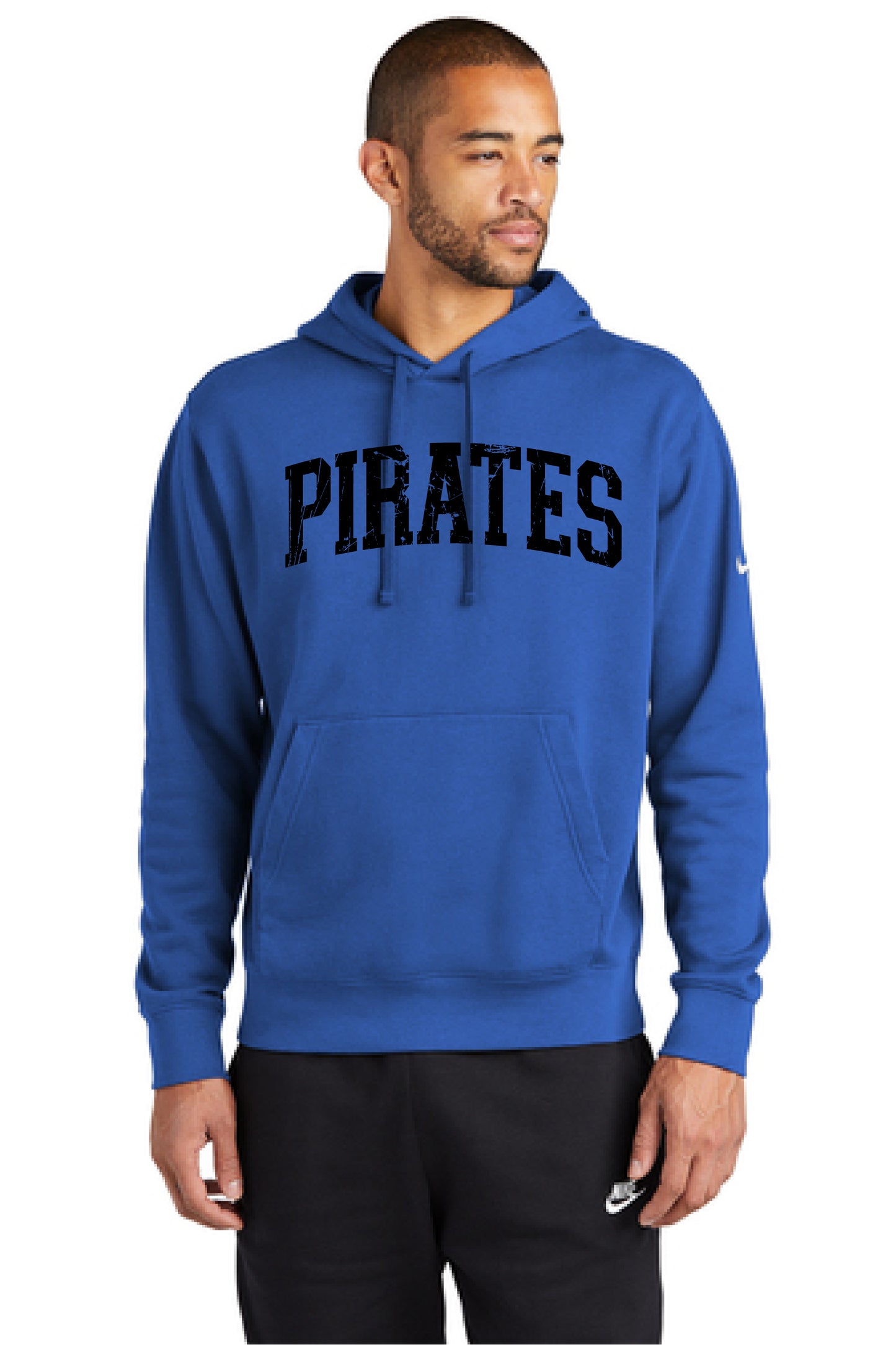 Distressed Pirates Nike Club Fleece Sleeve Swoosh Pullover Hoodie