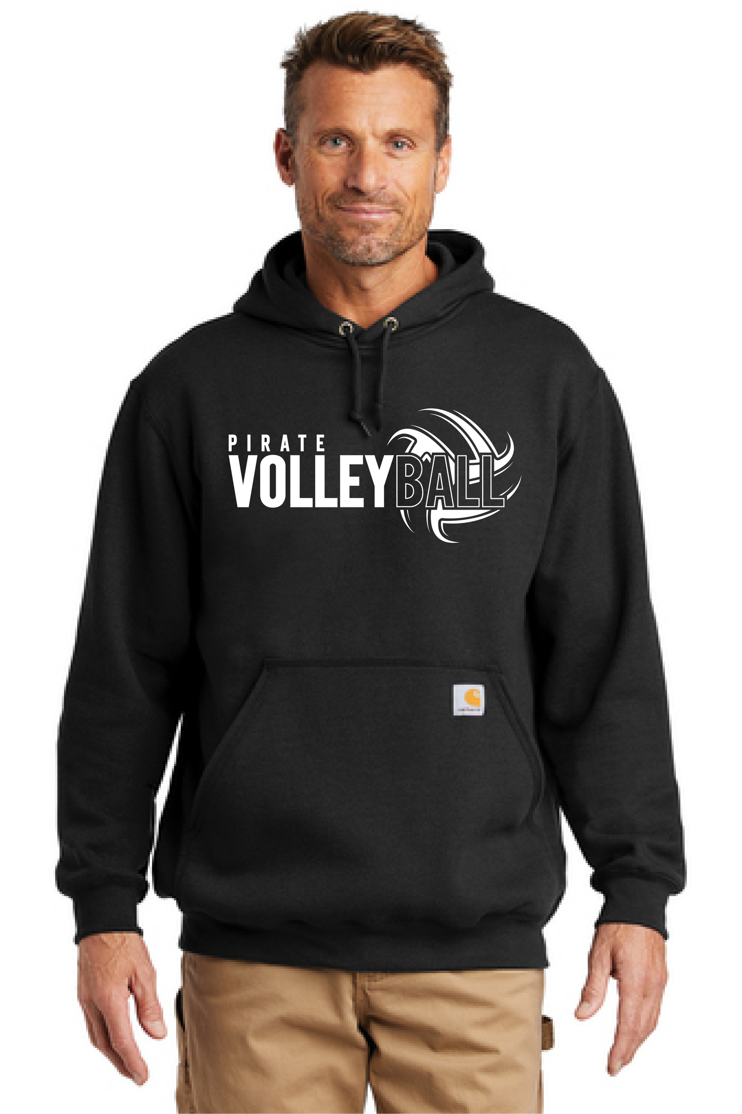 Pirate Volleyball White Carhartt Midweight Hooded Sweatshirt