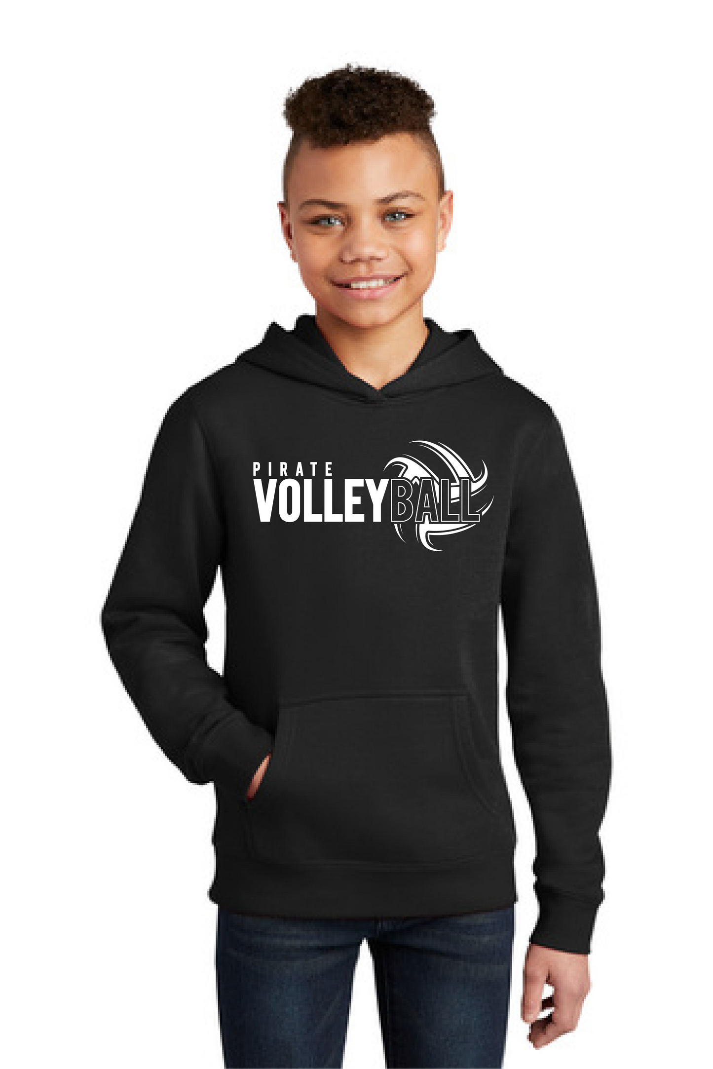 Pirate Volleyball White District Youth Hoodie