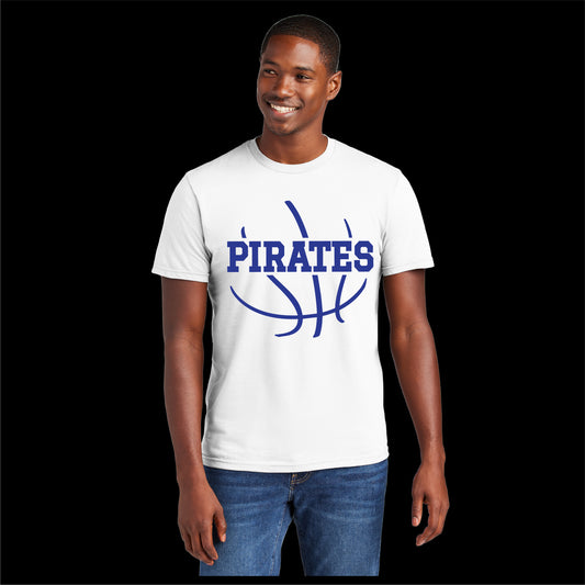 Pirate Basketball White Team Spirit Deep White District T-Shirt