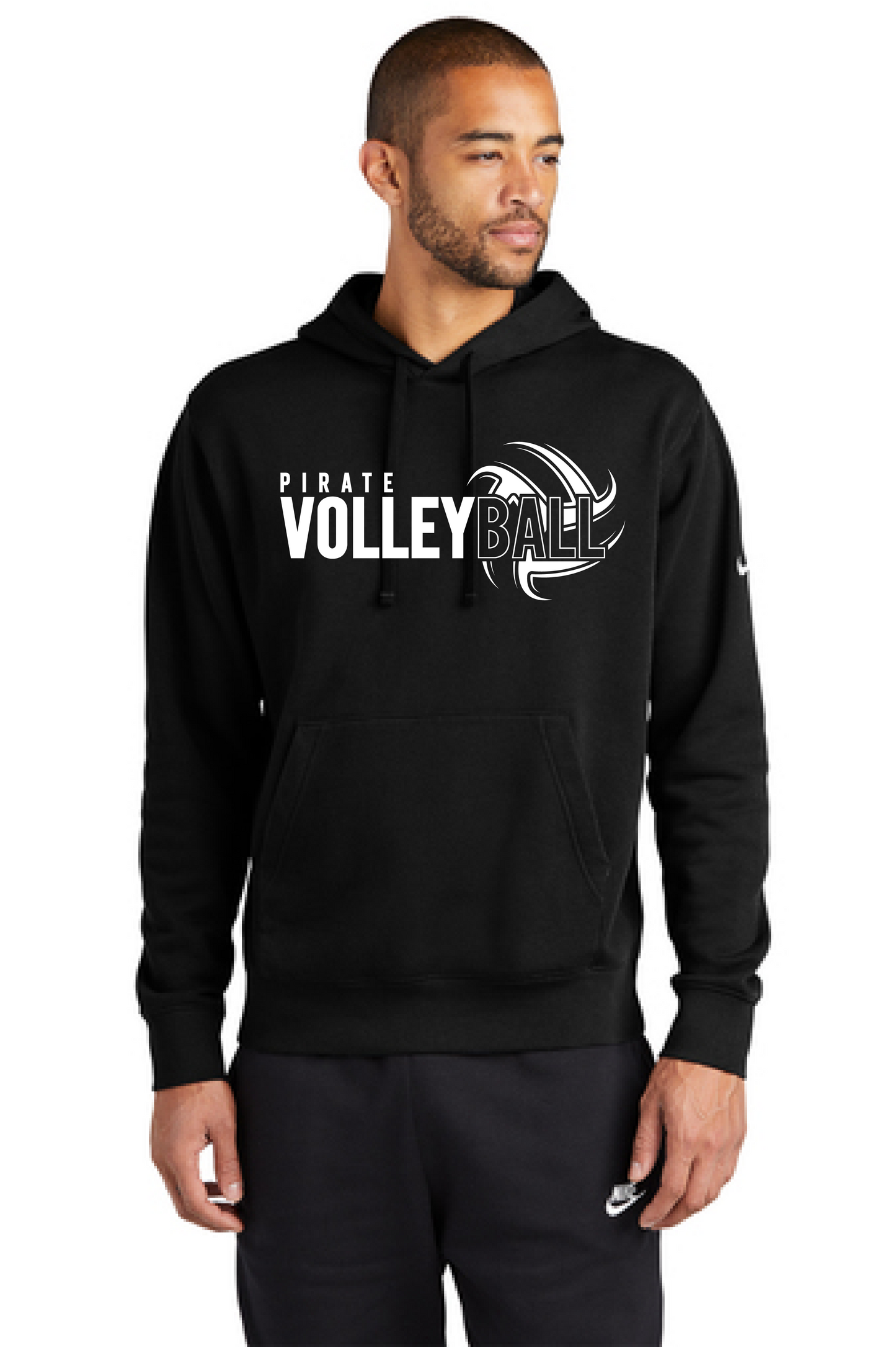 Pirate Volleyball White Nike Club Fleece Sleeve Swoosh Pullover Hoodie