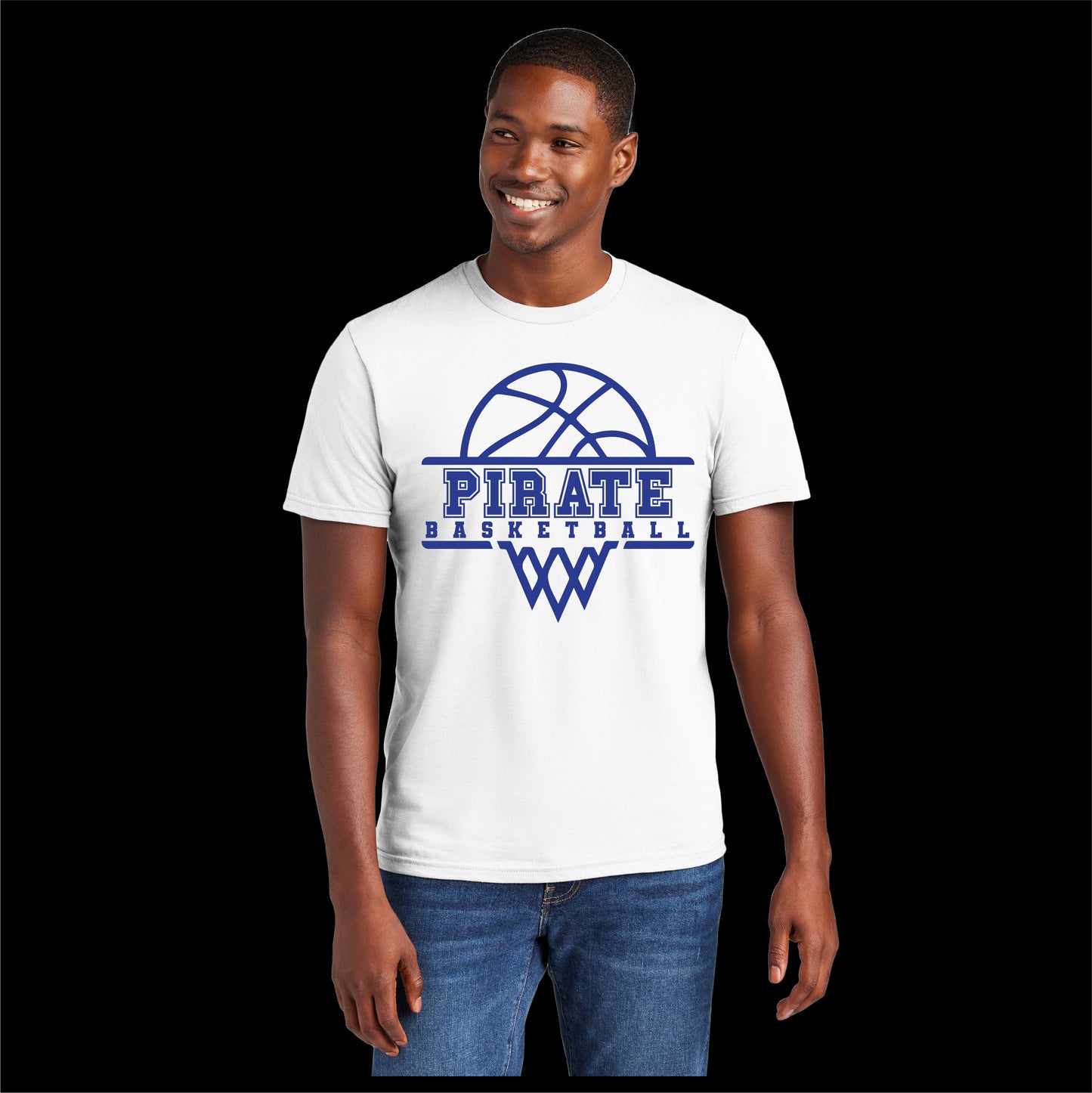 Pirate Basketball Hoop White District T-Shirt