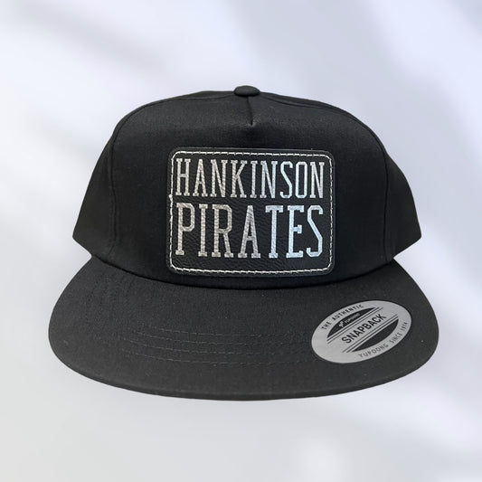 Black Baseball Cap with Engraved Leather Hankinson Pirates Patch